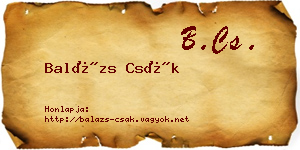 Balázs Csák névjegykártya